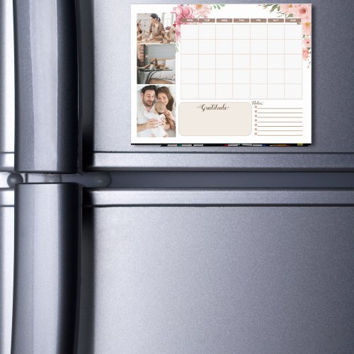 Floral Monthly Weekly Planner Calendar Photo  Magnetic Dry Erase Sheet