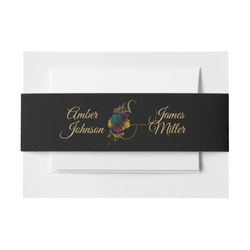 Floral Moody Wedding Invitation Suite Belly Band