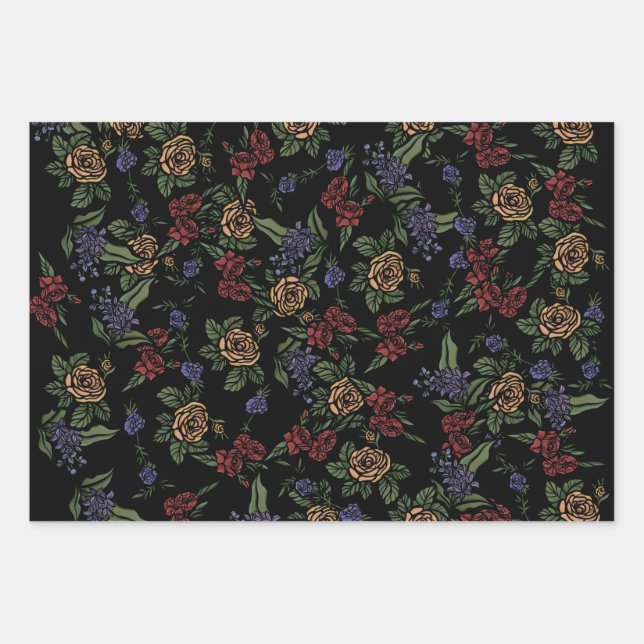 Floral Moody Wrapping Paper Sheets (Front 2)