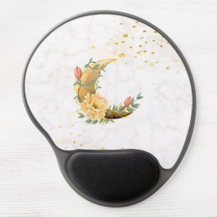Floral Moon, Elegant Beige and Yellow Composition Gel Mouse Pad