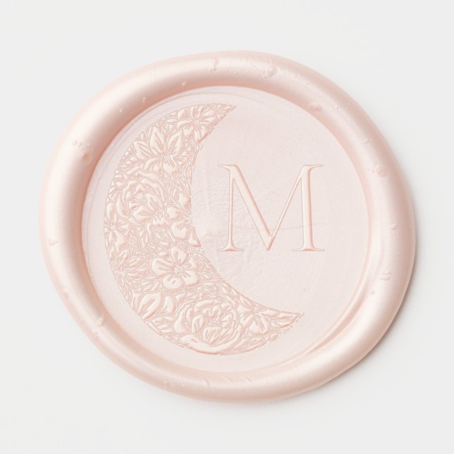 Floral Moon Monogram Wax Seal Sticker (Front)