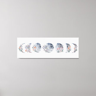 Floral Moon Phase Canvas  Print