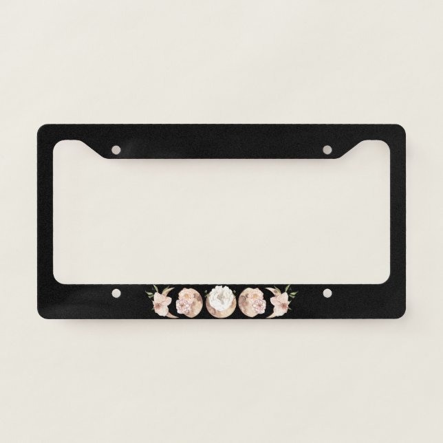 floral moon phase License Plate Frame funny (Front)