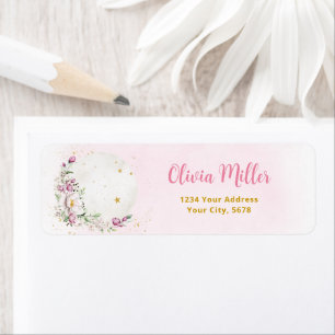 Floral Moon Pink Address Label