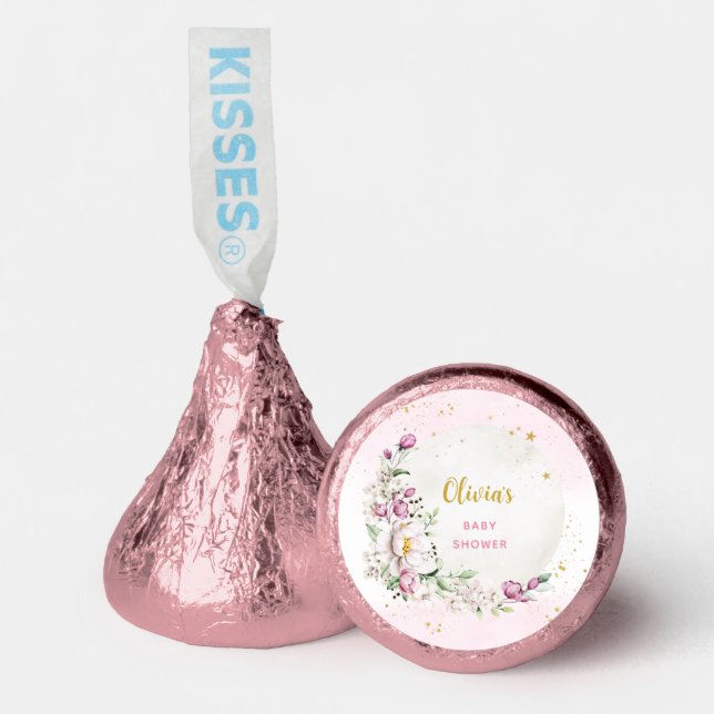 Floral Moon Pink Baby Shower Hershey®'s Kisses® (Front)