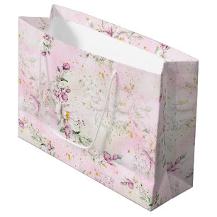 Floral Moon Pink Baby Shower Large Gift Bag