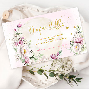Floral Moon Pink Diaper Raffle Enclosure Card