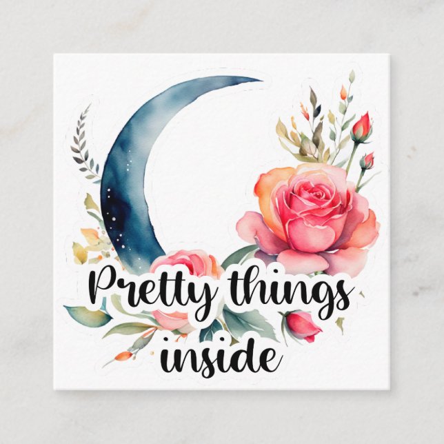 Floral Moon Pretty Things Inside Small Business Enclosure Card (Front)
