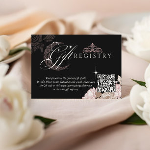 Floral Moon Star Quinceañera QR Code Gift Registry Enclosure Card