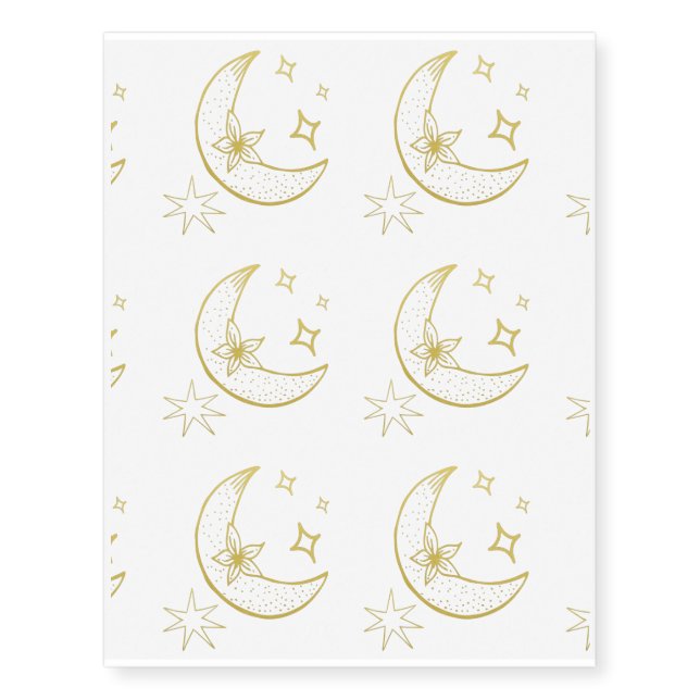 Floral Moon & Stars Temporary Tattoos (Front)