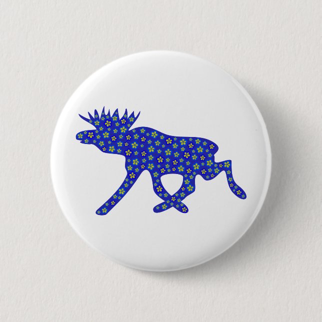 Floral Moose Button (Front)