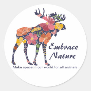 Floral Moose Nature Stickers