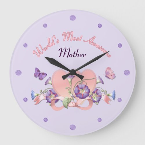 Floral Morning Glory Mothers Day Large Clock