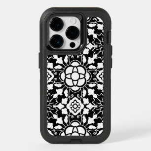 Floral Moroccan Tile, Black and White OtterBox iPhone 14 Pro Case