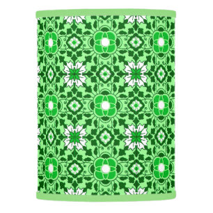 Floral Moroccan Tile, Emerald and Lime Green Lamp Shade