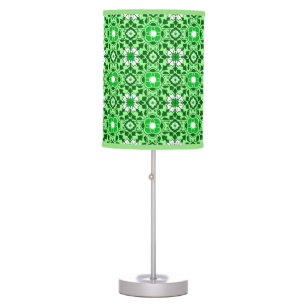 Floral Moroccan Tile, Emerald and Lime Green Table Lamp