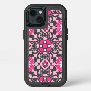 Floral Moroccan Tile, Fuchsia Pink & Gray / Grey iPhone 13 Case