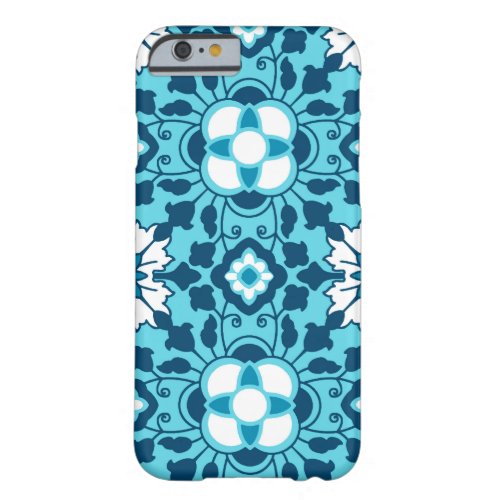 Floral Moroccan Tile Indigo Sky Blue and White Barely There iPhone 6 Case