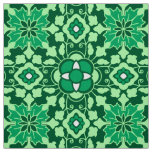 Floral Moroccan Tile, Light and Dark Jade Green Fabric