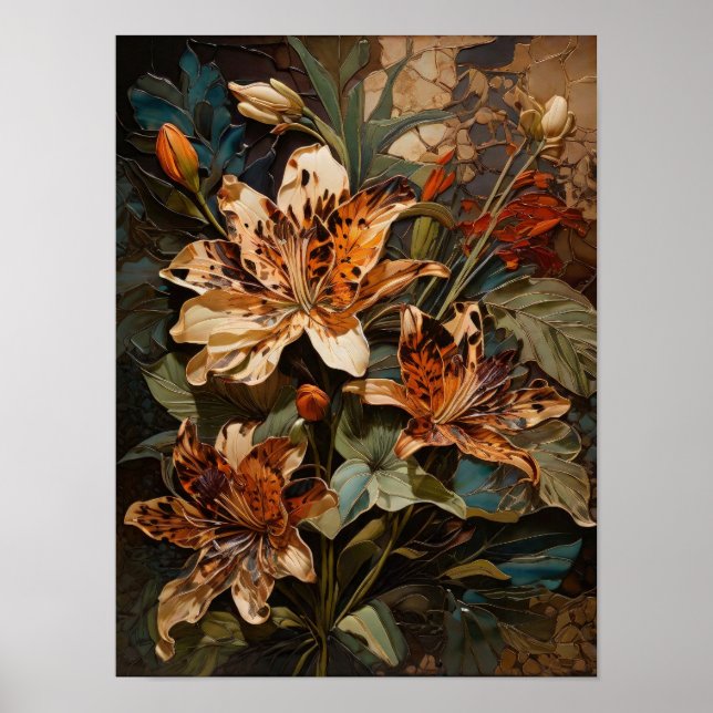 Floral Mosaic - flowers digital art poster (Front)