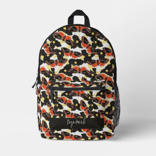 Floral Moth Butterfly Pattern Printed Backpack