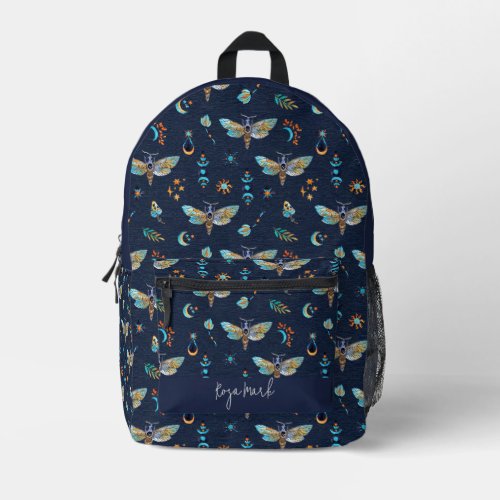 Floral Moth Butterfly Pattern Printed Backpack