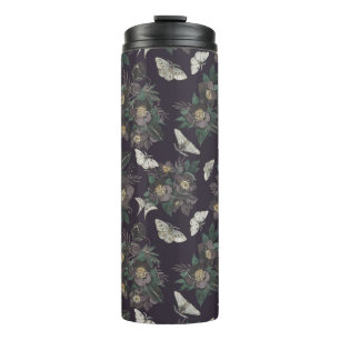 Floral Moth Butterfly Pattern Thermal Tumbler
