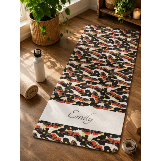 Floral Moth Butterfly Pattern Yoga Mat (Creator Uploaded)