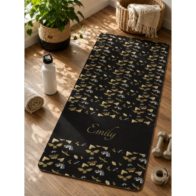 Floral Moth Butterfly Pattern Yoga Mat (Creator Uploaded)