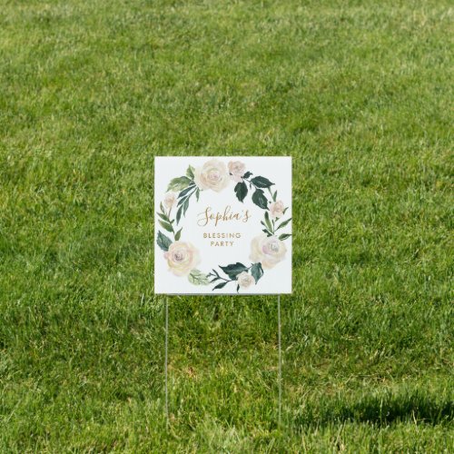 Floral Mother and Baby Blessing Party Yard Welcome Sign