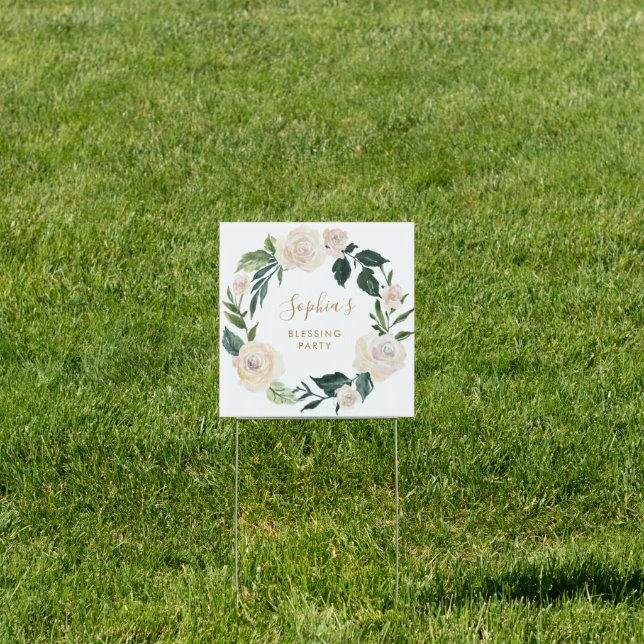 Floral Mother and Baby Blessing Party Yard Welcome Sign (Insitu)
