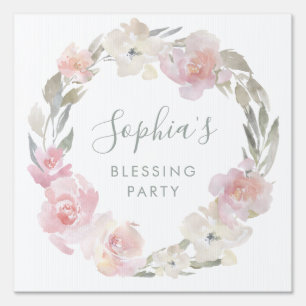 Floral Mother and Baby Blessing Party Yard Welcome Sign