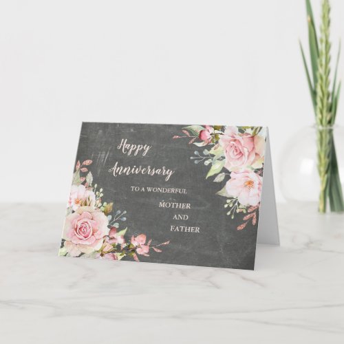 Floral Mother and Father Wedding Anniversary Card