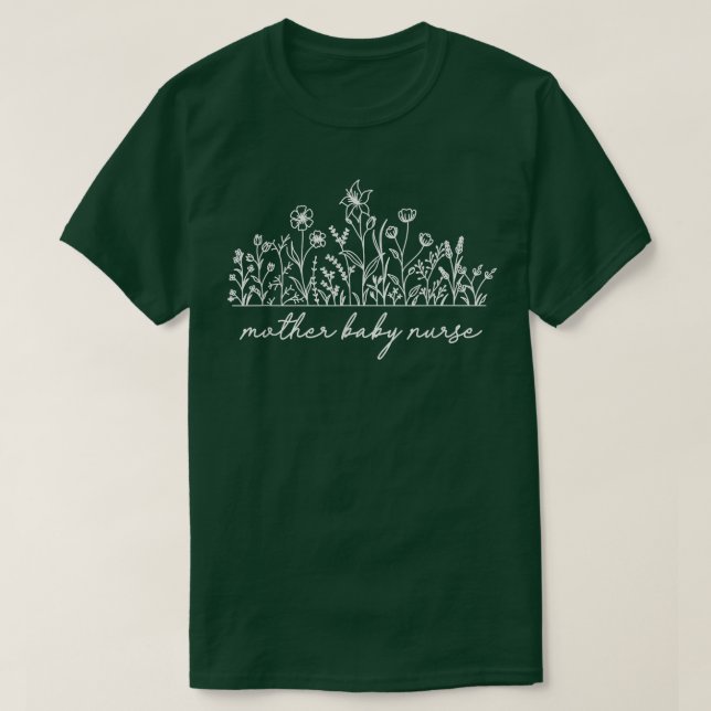 Floral Mother Baby Nurse  T-Shirt (Design Front)