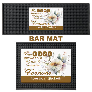 Floral mother daughter custom name brown bar mat