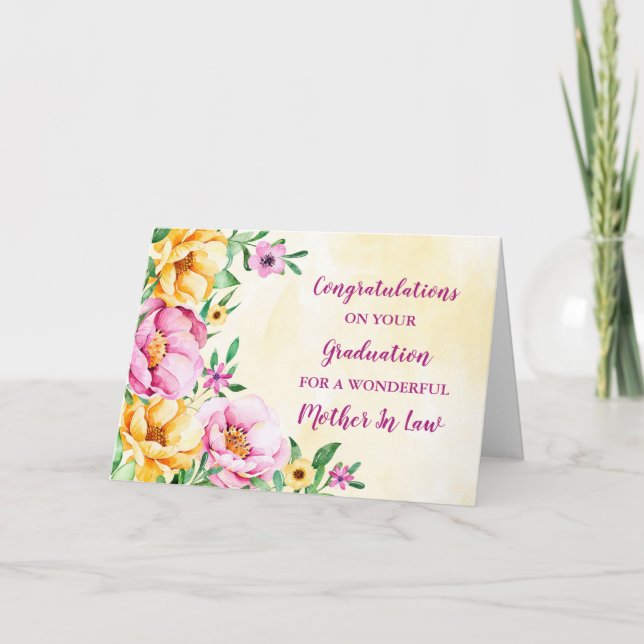 Floral Mother In Law Congratulations Graduation Card (Front)
