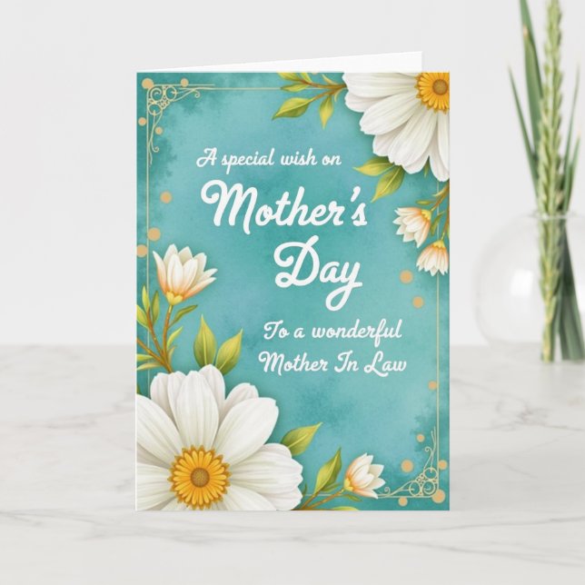 Floral Mother In Law Wish Card (Front)