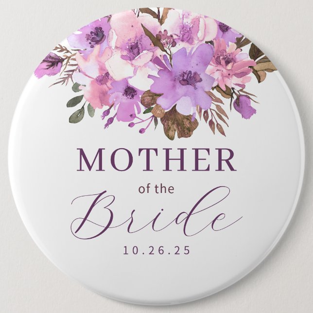 Floral Mother Of The Bride Button (Front)