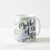 Floral Mother of the Bride Modern Script Blue Rose Coffee Mug (Front Right)