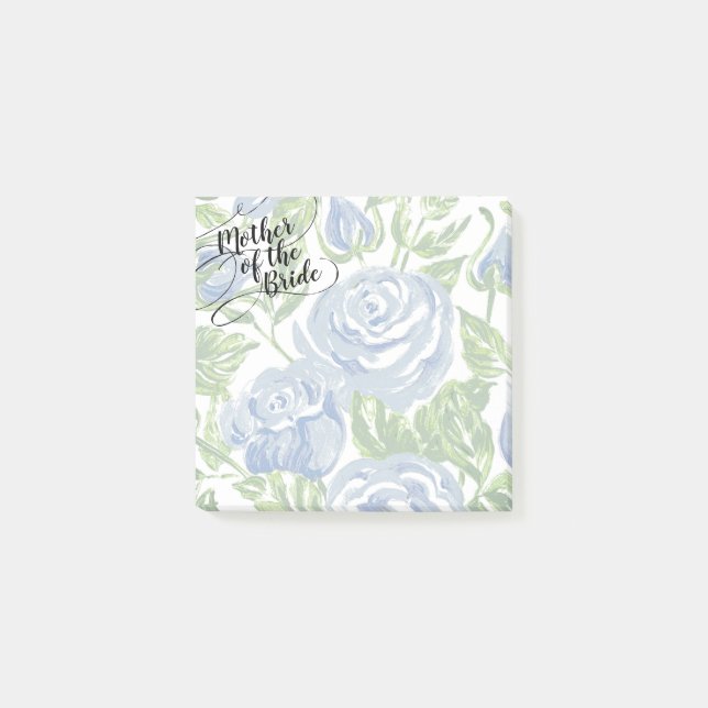 Floral Mother of the Bride Modern Script Blue Rose Post-it Notes (Front)