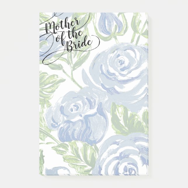 Floral Mother of the Bride Modern Script Blue Rose Post-it Notes (Front)