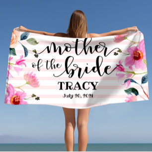 Floral Mother of the Bride Personalized Wedding Beach Towel