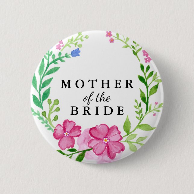 Floral Mother of the Bride Wedding Button (Front)