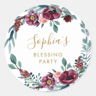 Floral Mother's Blessing Party Personalized Classic Round Sticker