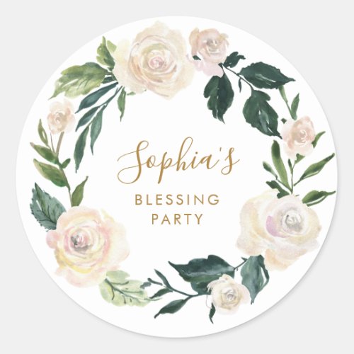 Floral Mothers Blessing Party Personalized  Classic Round Sticker