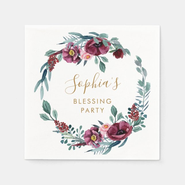 Floral Mother's Blessing Party Personalized  Napkins (Front)