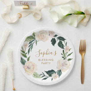 Floral Mother's Blessing Party Personalized  Paper Plates