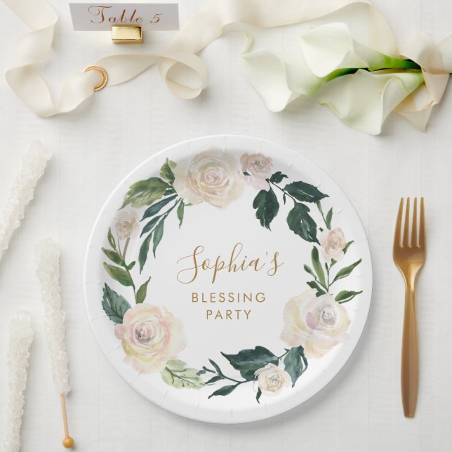 Floral Mother's Blessing Party Personalized  Paper Plates (Wedding)