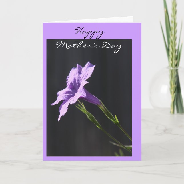Floral Mother's Card, Vivid Purple Bloom on Black Card (Front)