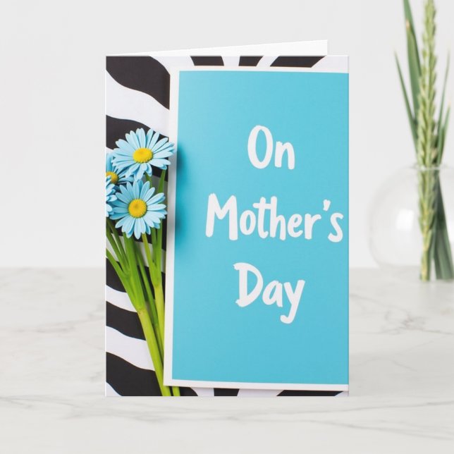 Floral Mothers Day Aqua Blue Card (Front)